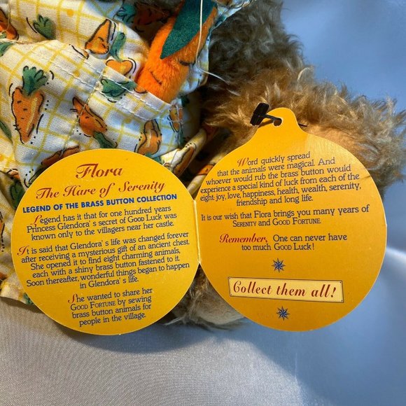 Bunny Rabbit Plush Flora Original Brass Button - Picture 4 of 11